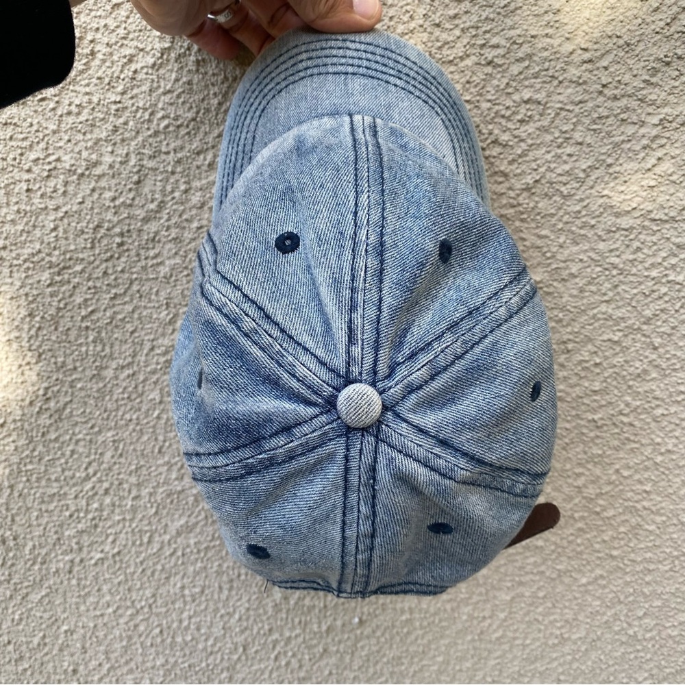 Denim Hat - Jean Baseball Cap With Leather Adjustable Strap - Unisex